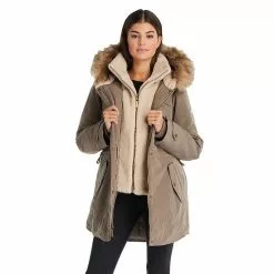 Women's Koolaburra By UGG Faux-Fur Hood Inner-Vest Puffer Coat Olive -Koolaburra by UGG shop unnamed file 204