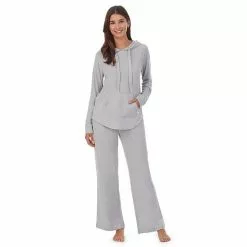 Women's Koolaburra By UGG Sweater Knit Pajama Top & Wide Leg Pajama Pants Set Olive