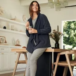 Women's Koolaburra By UGG Microfleece & Sherpa Open Cardigan Blue 8 Women's Koolaburra By UGG Microfleece & Sherpa Open Cardigan Blue -Koolaburra by UGG shop unnamed file 653