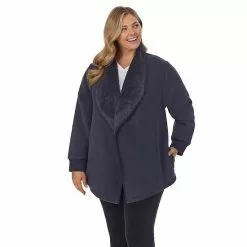 Plus Size Koolaburra By UGG Microfleece & Sherpa Open Cardigan Black -Koolaburra by UGG shop unnamed file 975